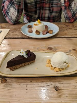 Pannacotta and mocha torte at The Green Rocket Cafe in Bath