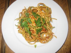 Raw spaghetti (vegan, starter size portion) at The Green Rocket Cafe in Bath