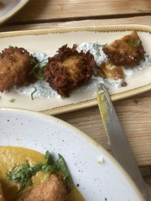 Pakoras starters  at The Green Rocket Cafe in Bath