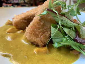 Tofu katsu curry  at The Green Rocket Cafe in Bath