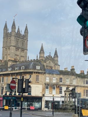 View out the window  at The Green Rocket Cafe in Bath