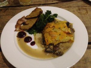 Seitan Medallions - with an awesome pumpkin gratin at The Green Rocket Cafe in Bath