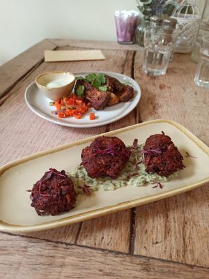 Beetroot fritters at The Green Rocket Cafe in Bath