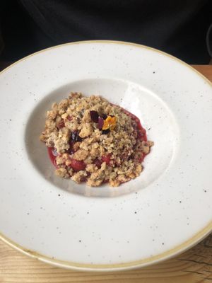 Blueberry crumble  at The Green Rocket Cafe in Bath
