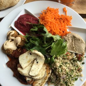 Mezze with halloumi at The Green Rocket Cafe in Bath