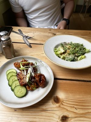 Bang bang cauliflower and Caesar salad (starter portions) - I don’t think the photos do them justice!   at The Green Rocket Cafe in Bath