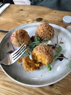 The best arancinis I've had  at The Green Rocket Cafe in Bath
