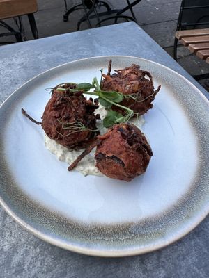Beetroot fritters  at The Green Rocket Cafe in Bath
