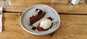 Chocolate and cherry tort at The Green Rocket Cafe in Bath
