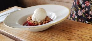 Berry and lavender crumble at The Green Rocket Cafe in Bath