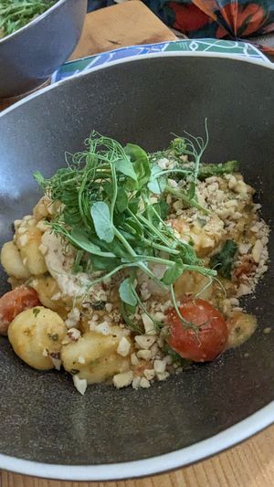 Gnocchi and cashew cream at The Green Rocket Cafe in Bath