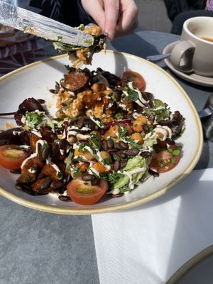aubergine and chickpea salad  at The Green Rocket Cafe in Bath