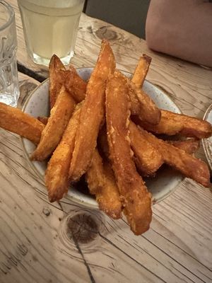 Super crispy sweet potato fries  at The Green Rocket Cafe in Bath