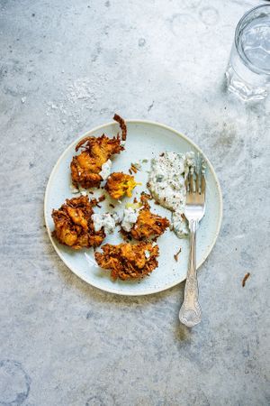 Pumpkin and Ginger Pakoras at The Green Rocket Cafe in Bath