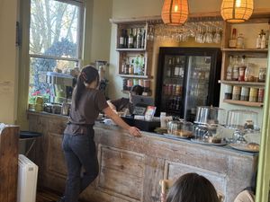 The counter  at The Green Rocket Cafe in Bath