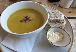 Squash and courgette soupp #Veganuary at The Green Rocket Cafe in Bath