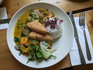 Vegan Chicken Katsu Curry at The Green Rocket Cafe in Bath