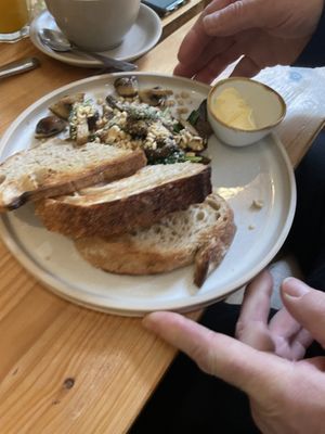 Mushroom and cashew on toast  at The Green Rocket Cafe in Bath