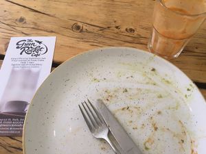 Felafel sandwich and Essential juice. Oops. I was hungry and it was delicious! at The Green Rocket Cafe in Bath