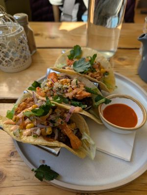 Oyster mushroom tacos at The Green Rocket Cafe in Bath