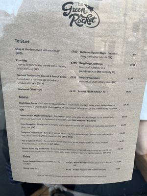 Menu  at The Green Rocket Cafe in Bath