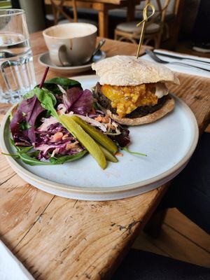Burger at The Green Rocket Cafe in Bath