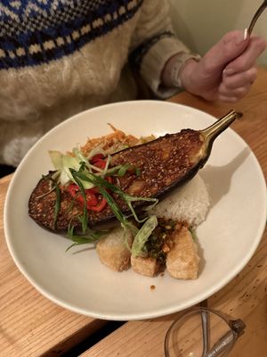 Roasted aubergine  at The Green Rocket Cafe in Bath