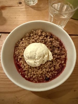 Berry and lavender crumble  at The Green Rocket Cafe in Bath