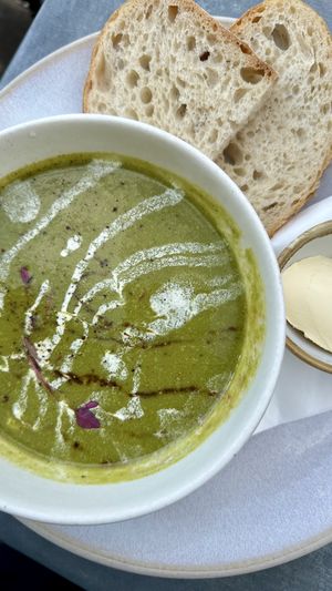 Zucchini (courgette) soup  at The Green Rocket Cafe in Bath