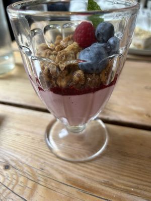 Blackberry mousse   at The Green Rocket Cafe in Bath