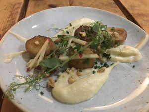 Oyster mushroom scallops at The Green Rocket Cafe in Bath