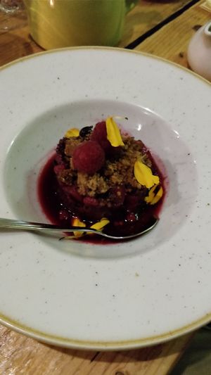 Mixed berry crumble at The Green Rocket Cafe in Bath