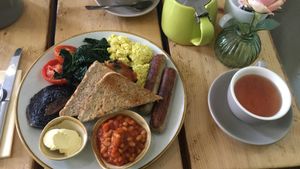 lovely vegan breakfast at The Green Rocket Cafe in Bath