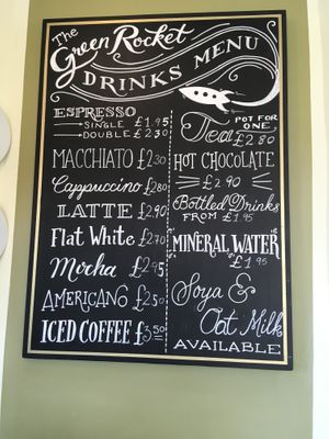 Drinks Menu  at The Green Rocket Cafe in Bath