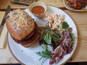 Rice burger at The Green Rocket Cafe in Bath