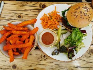 Burger was fantastic  at The Green Rocket Cafe in Bath