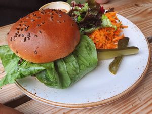Burger at The Green Rocket Cafe in Bath