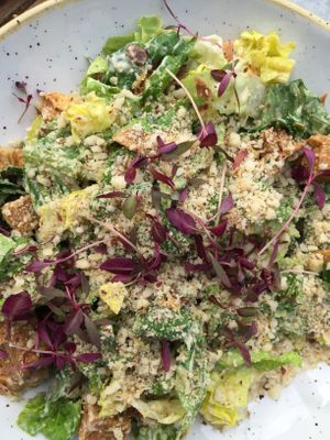 caesar salad with tempeh  at The Green Rocket Cafe in Bath
