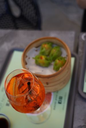 Aperol & vegane Dumplins  at Kauai Poke in Trieste