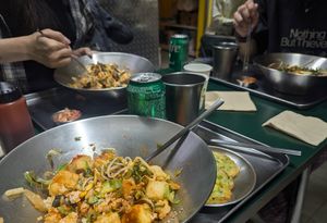 Vegan bibimbap with pumpkin jeon :) at Bebab in Seoul