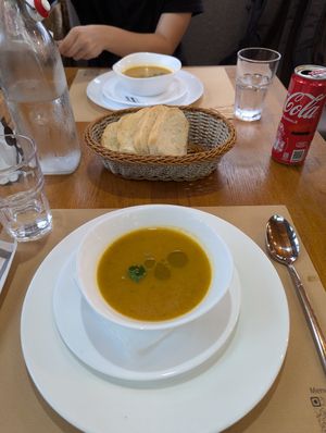 Creamed vegetable soup 250 lek at Villa Gjeçaj in Theth