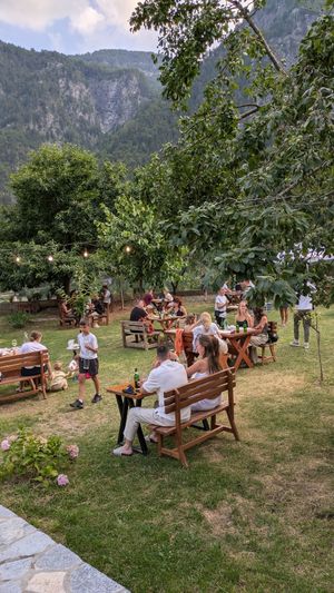 Outside seating at Villa Gjeçaj in Theth