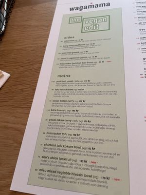 Many vegan options  at Wagamama  in Stockholm