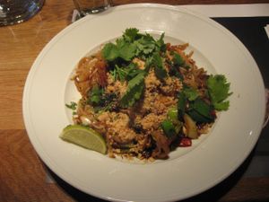 Teriyaki tofu soba with rice noodles (soba noodles not vegan here) at Wagamama  in Stockholm