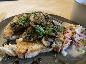 Mushroom on toastt  at SOUL Wellness Hub & Café in Sowerby Bridge