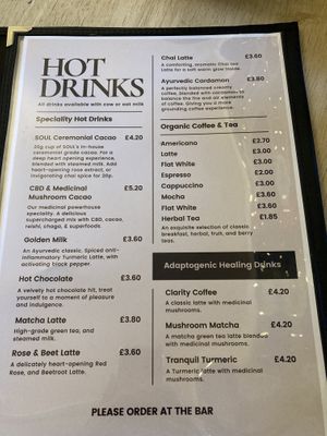 Hot drinks  at SOUL Wellness Hub & Café in Sowerby Bridge