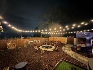 Garden space in the evening at SOUL Wellness Hub & Café in Sowerby Bridge
