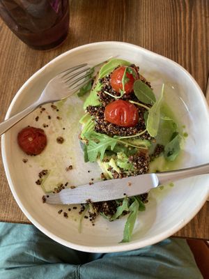 Avocado and quinoa toast  at Carmela in Barcelona