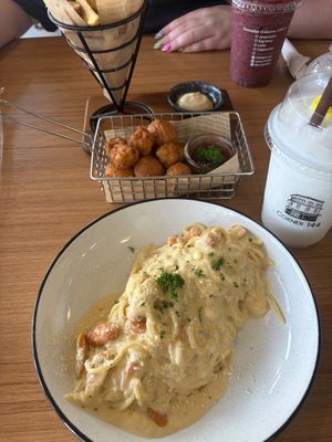 vegan carbonara and meatballs   at Corner 144 in Bangkok