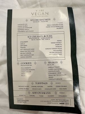Their menu and store information  at V are Vegan in New Delhi